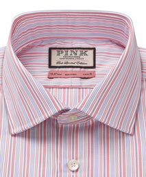 Pink & Blue Classic Fit Supraluxe Multi Stripe Formal Shirt