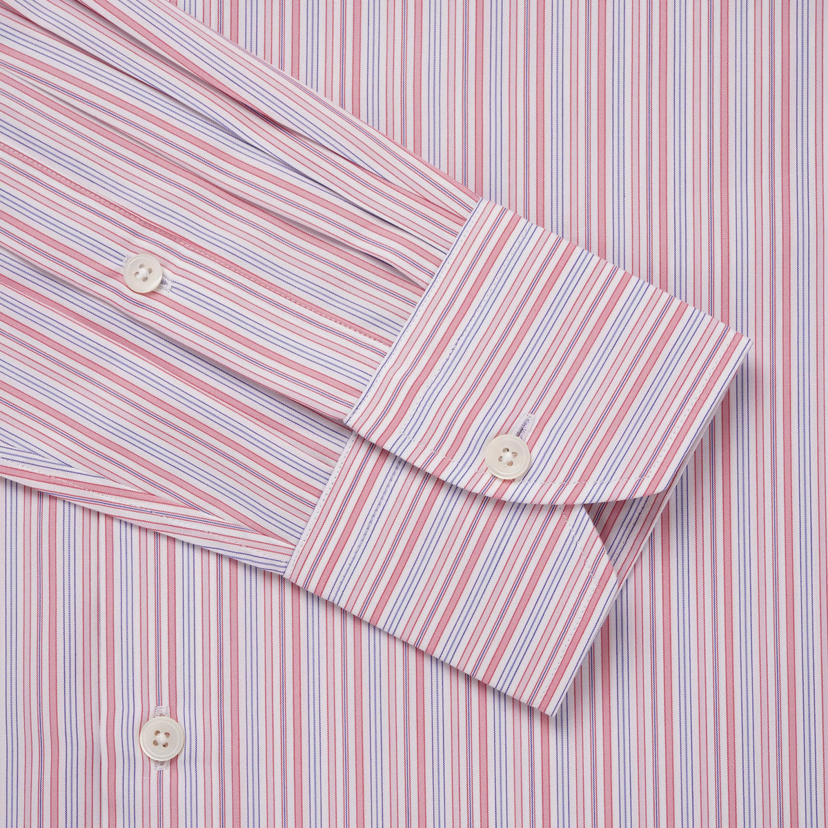 Pink & Blue Classic Fit Supraluxe Multi Stripe Formal Shirt