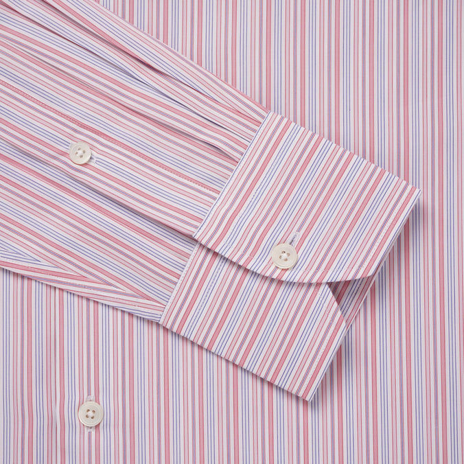 Pink & Blue Classic Fit Supraluxe Multi Stripe Formal Shirt