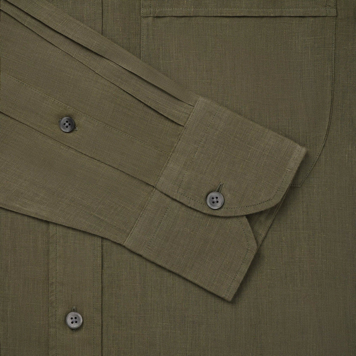 Khaki Green Classic Fit Smart Casual Button Down Linen Slub Shirt