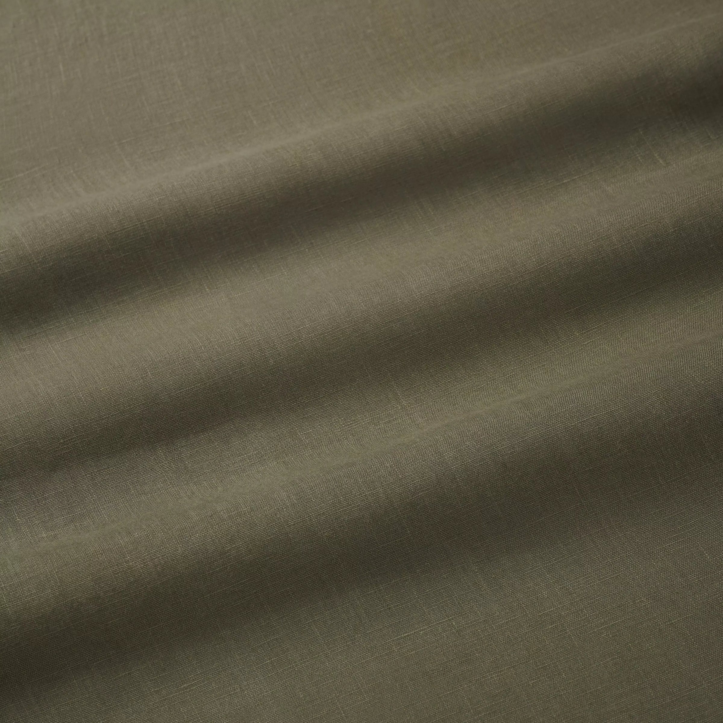 Khaki Green Classic Fit Smart Casual Button Down Linen Slub Shirt