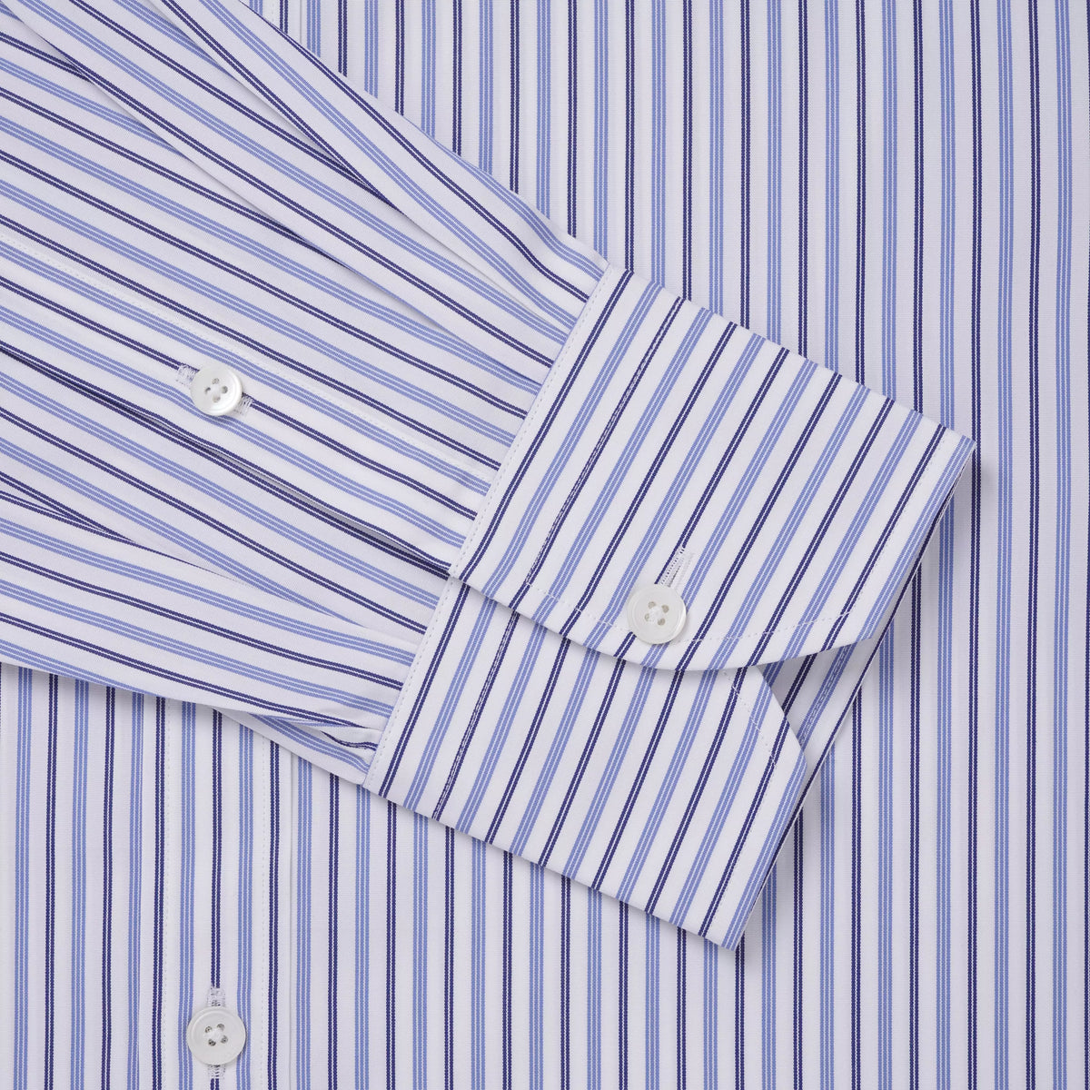 White & Blue Slim Fit Regent Track Stripe Dress Shirt