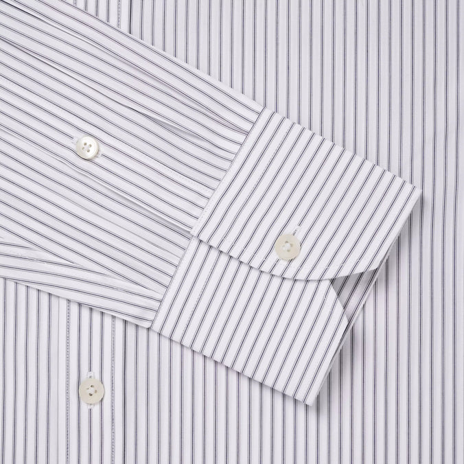 Pale Grey & White Slim Fit Tram Stripe Dress Shirt