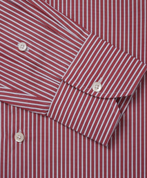 Red & White Tailored Fit End on End Stripe Dress Shirt