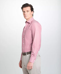 Red & White Tailored Fit End on End Stripe Dress Shirt