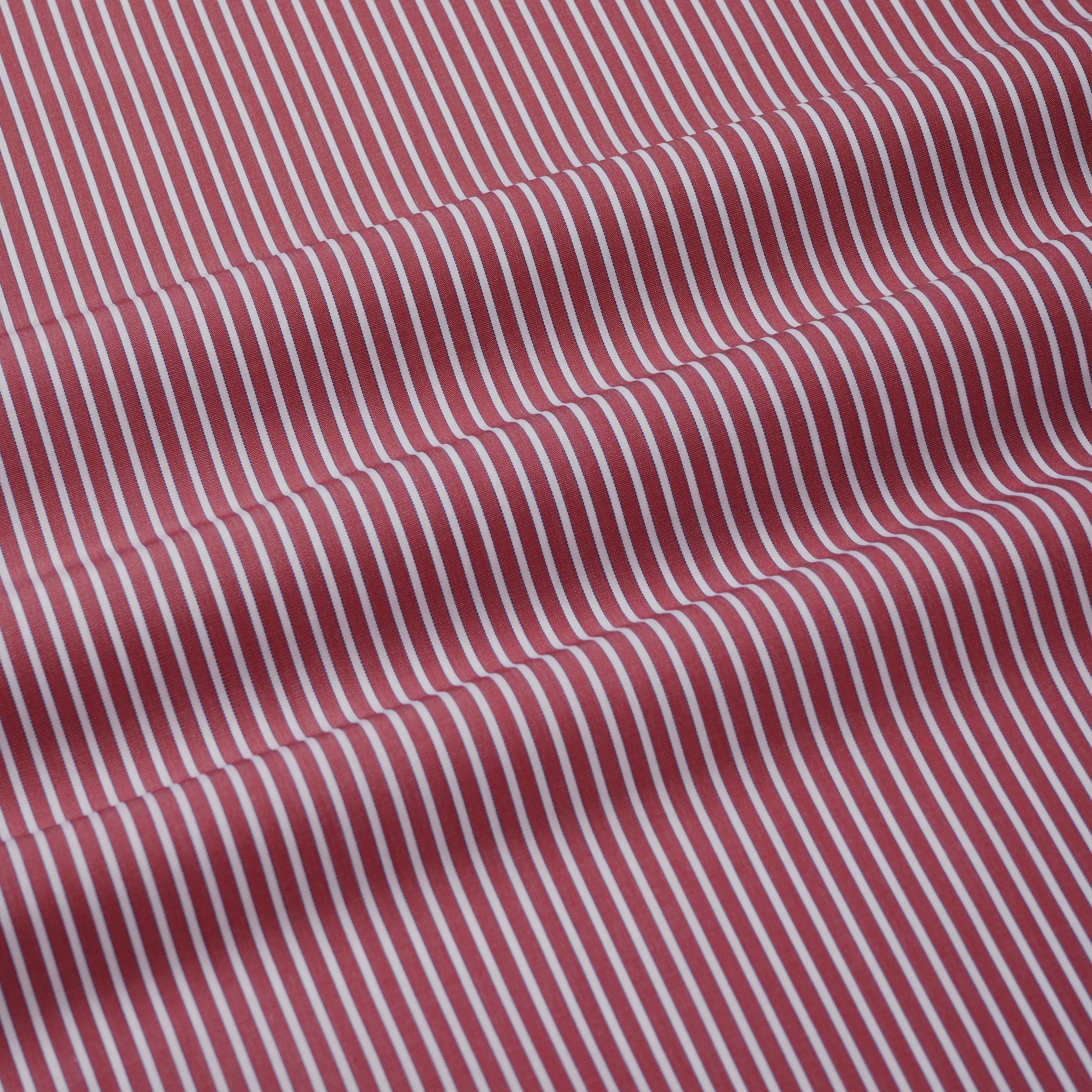 Red & White Tailored Fit End on End Stripe Dress Shirt