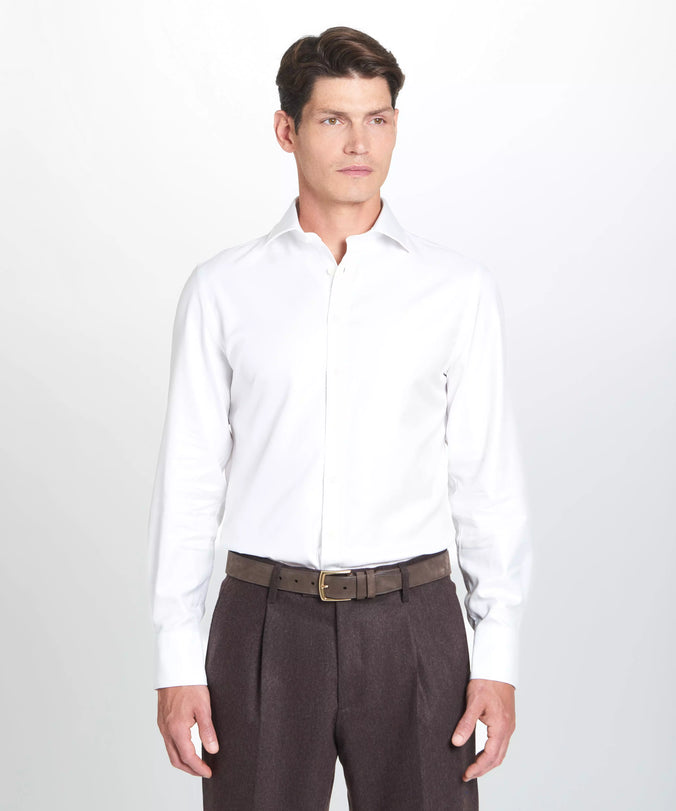 White Tailored Fit Royal Twill Dress Shirt