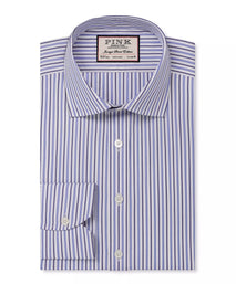 White & Blue Tailored Fit Regent Track Stripe Dress Shirt
