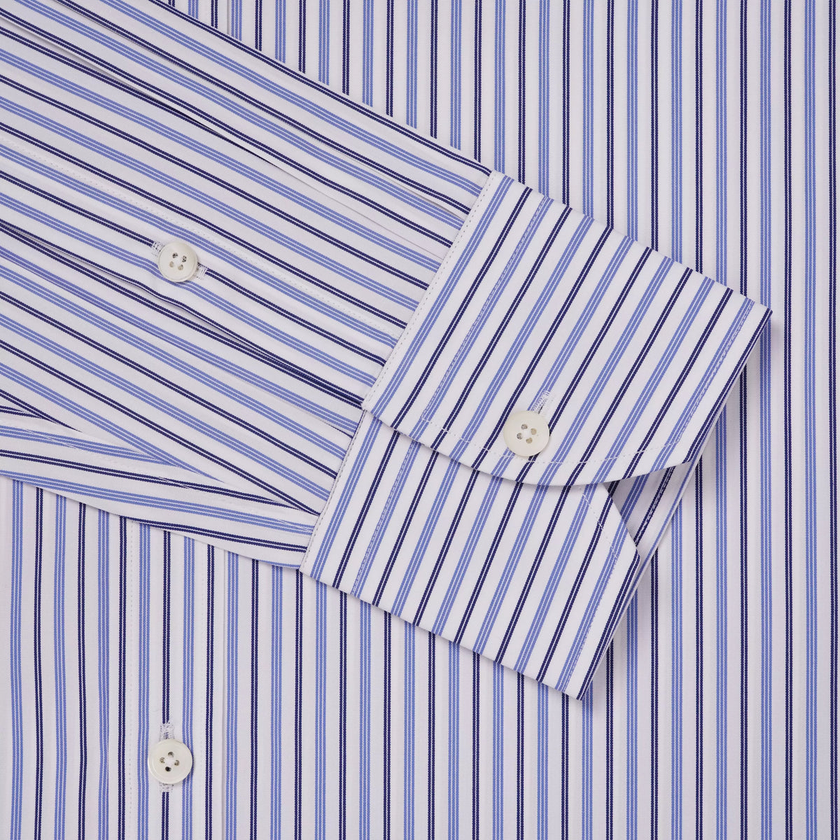 White & Blue Tailored Fit Regent Track Stripe Dress Shirt