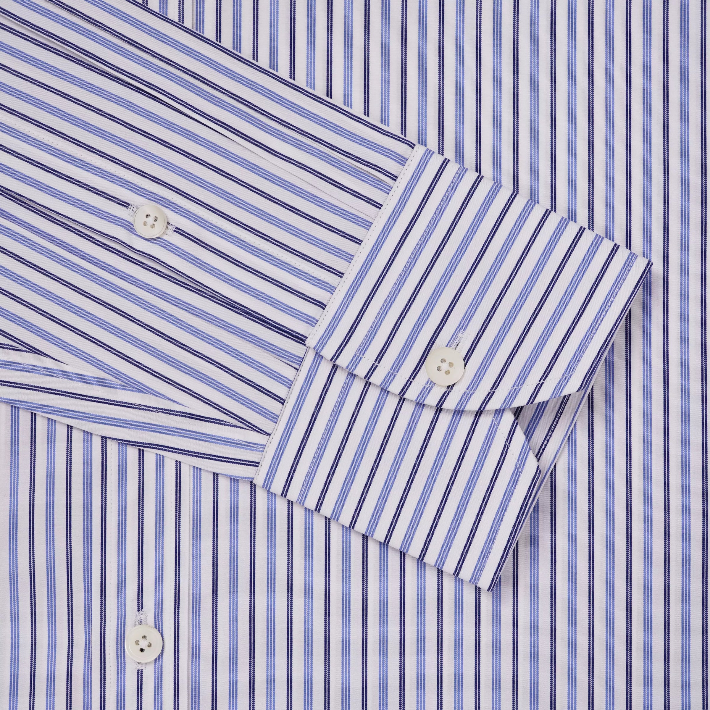 White & Blue Tailored Fit Regent Track Stripe Dress Shirt