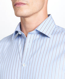 Blue & Navy Tailored Fit Regent End on End Stripe Formal Shirt