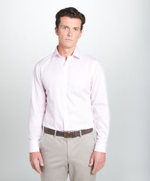 Pale Pink & White Tailored Fit Twill Graph Check Formal Shirt
