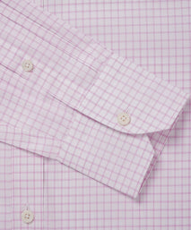 Pale Pink & White Tailored Fit Twill Graph Check Dress Shirt