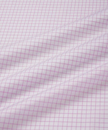 Pale Pink & White Tailored Fit Twill Graph Check Dress Shirt