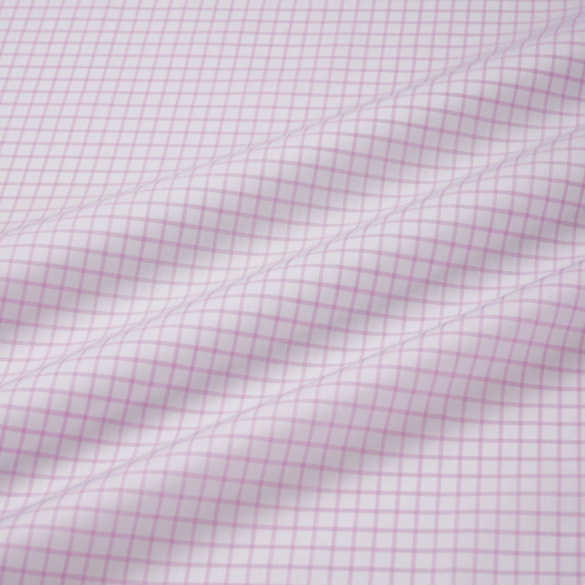 Pale Pink & White Tailored Fit Twill Graph Check Dress Shirt
