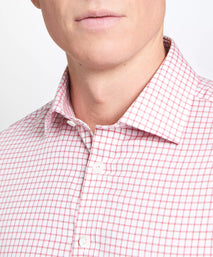 White & Red Tailored Fit Twill Graph Check Formal Shirt