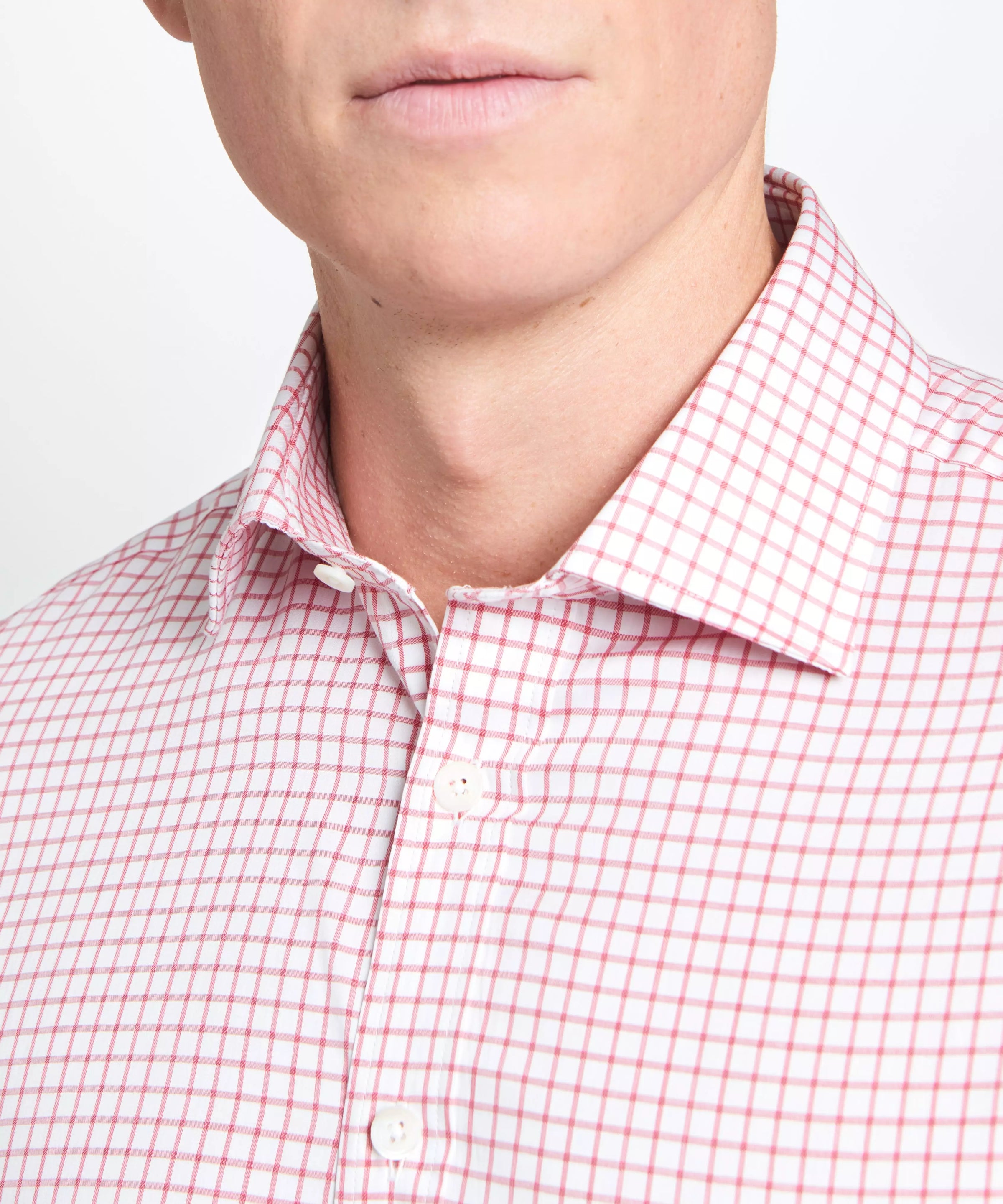 White & Red Tailored Fit Twill Graph Check Formal Shirt
