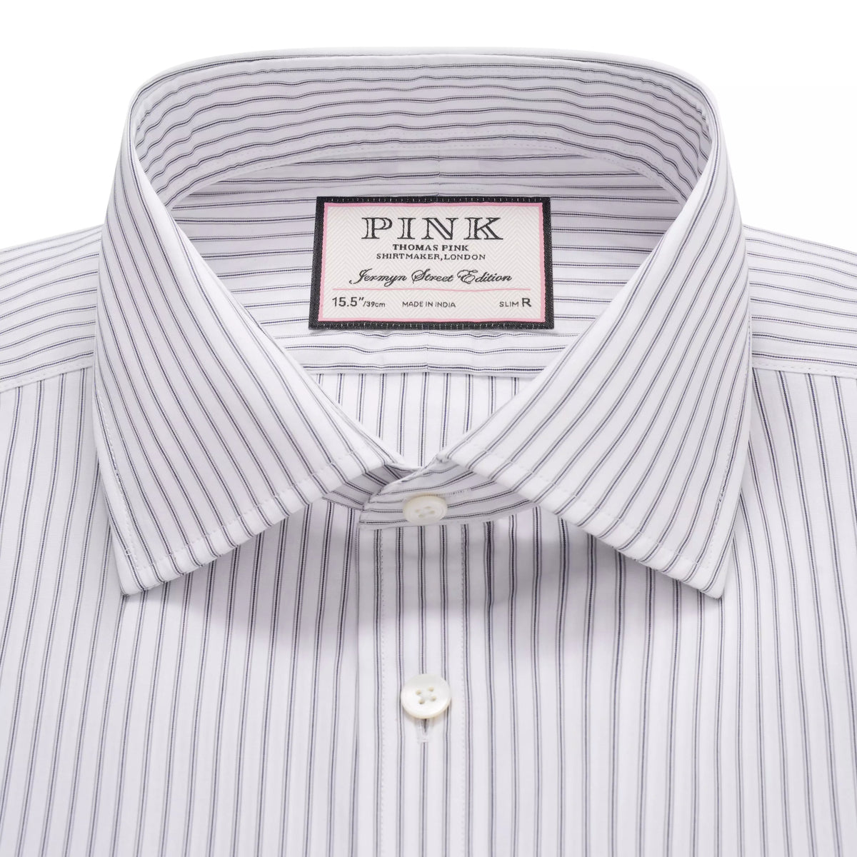 Pale Grey & White Tailored Fit Tram Stripe Dress Shirt