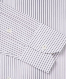 Pale Grey & White Tailored Fit Tram Stripe Dress Shirt