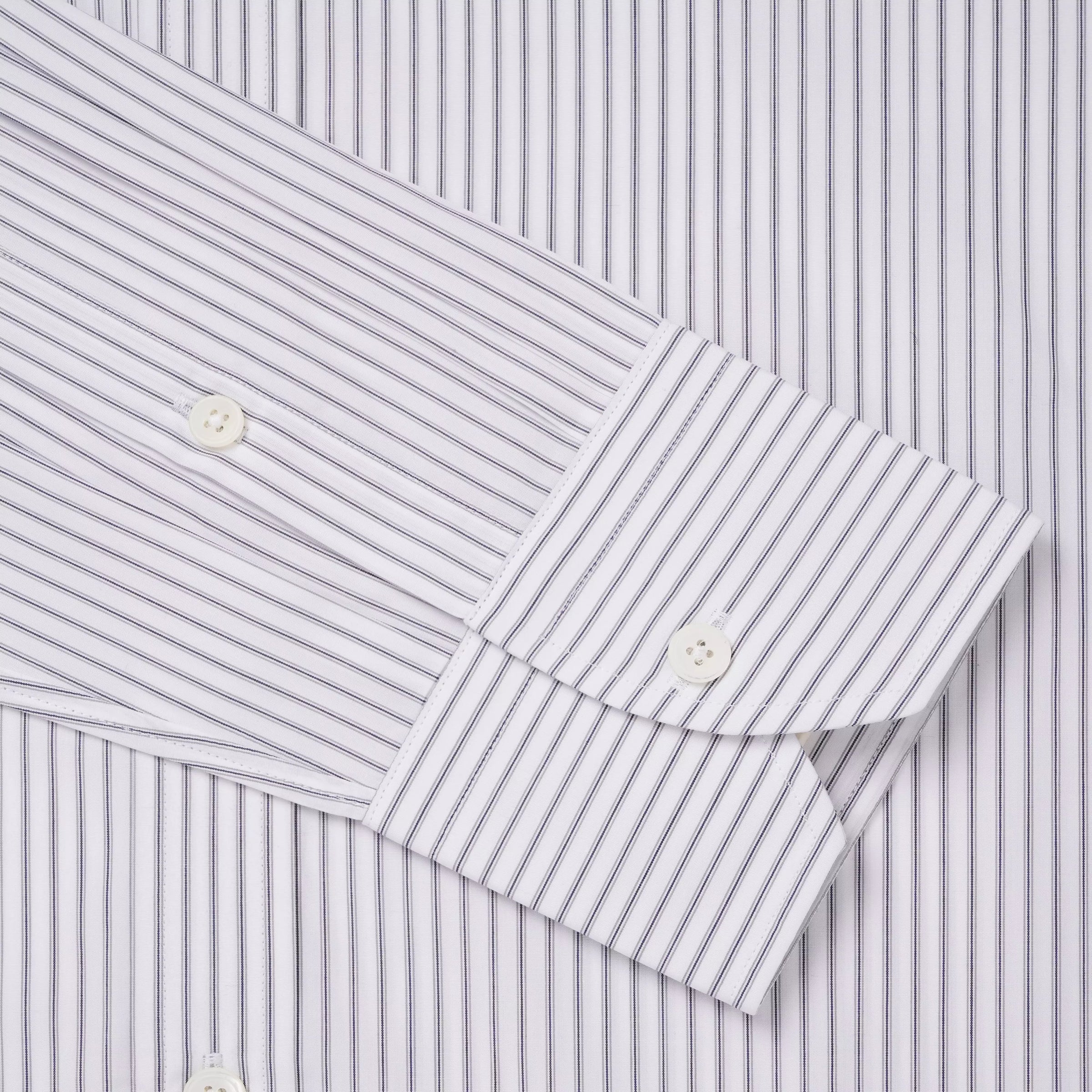 Pale Grey & White Tailored Fit Tram Stripe Dress Shirt