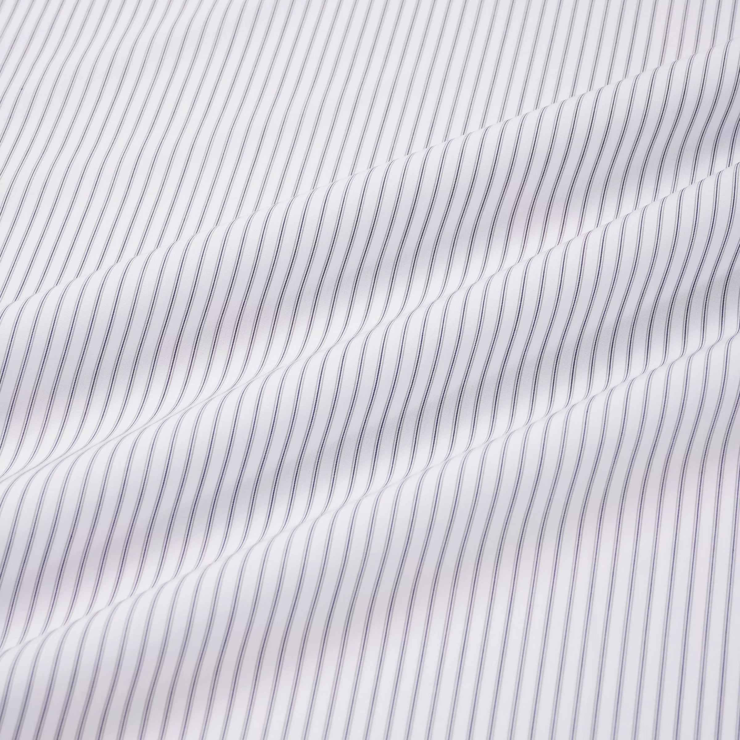 Pale Grey & White Tailored Fit Tram Stripe Dress Shirt