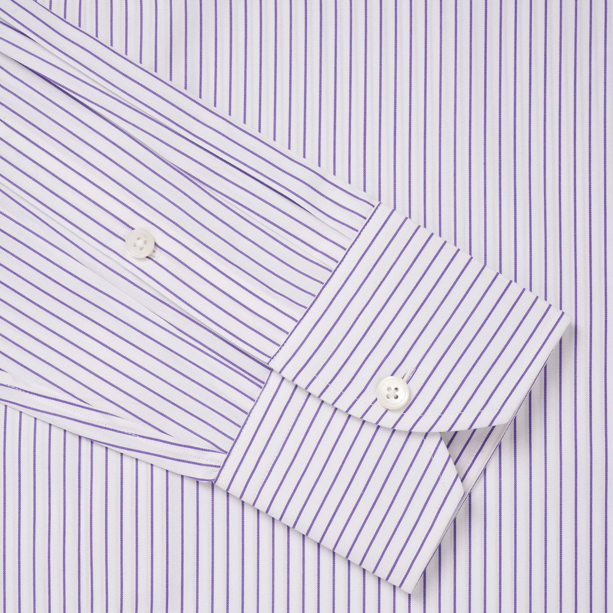 White & Purple Tailored Fit Striped Poplin Dress Shirt