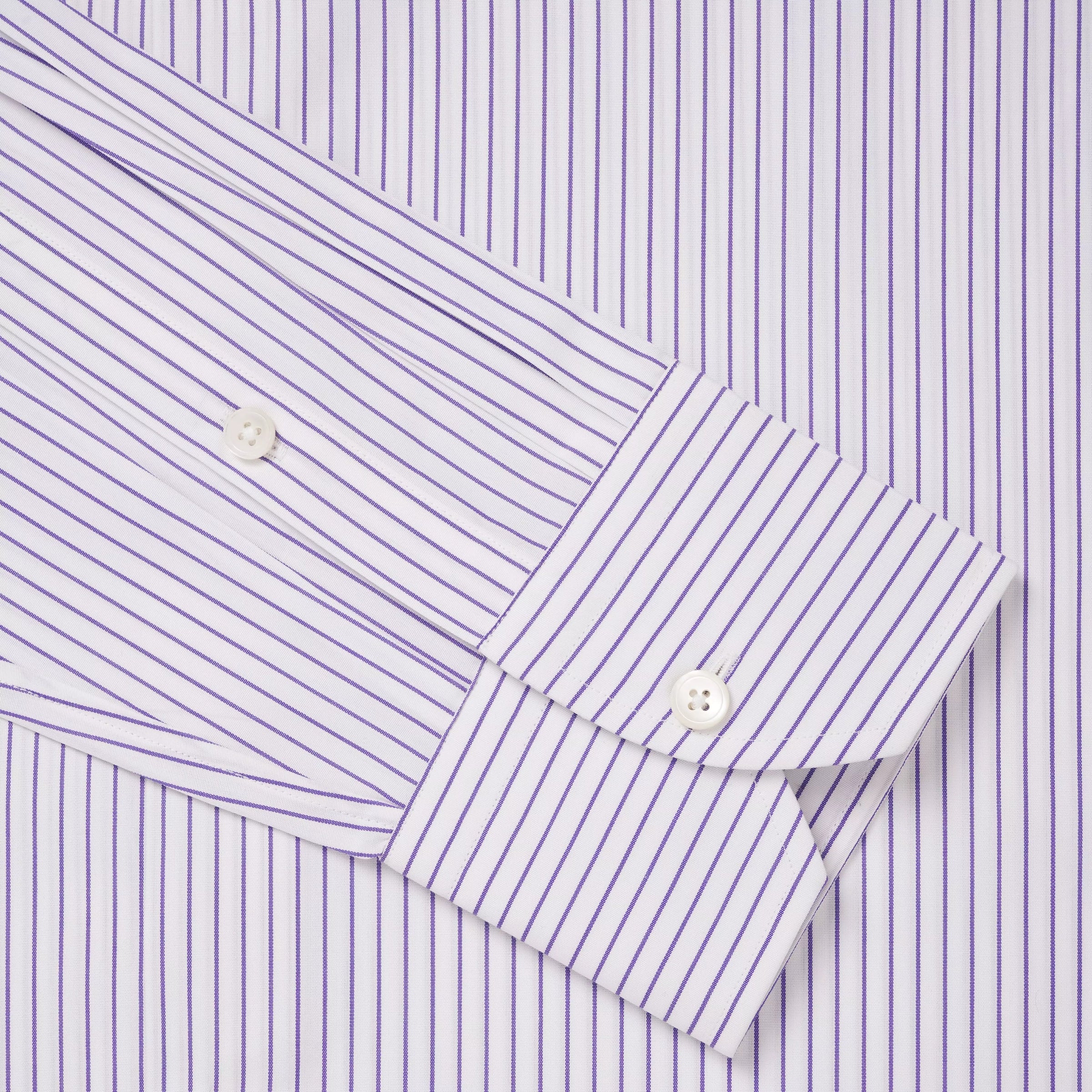 White & Purple Tailored Fit Striped Poplin Dress Shirt