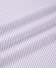 White & Purple Tailored Fit Striped Poplin Dress Shirt