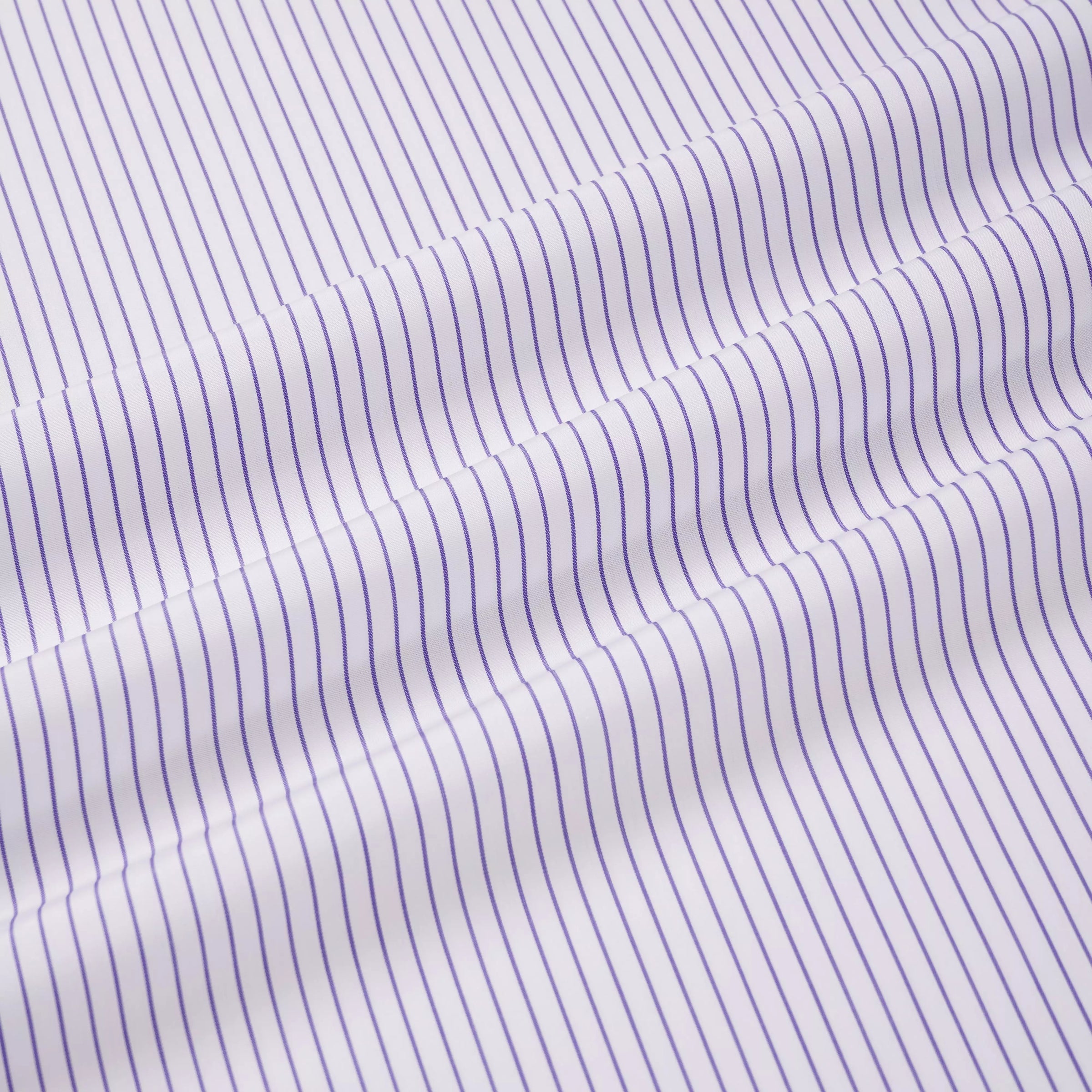 White & Purple Tailored Fit Striped Poplin Dress Shirt