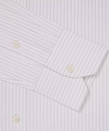 White & Black Tailored Fit Broken Twill Stripe Dress Shirt