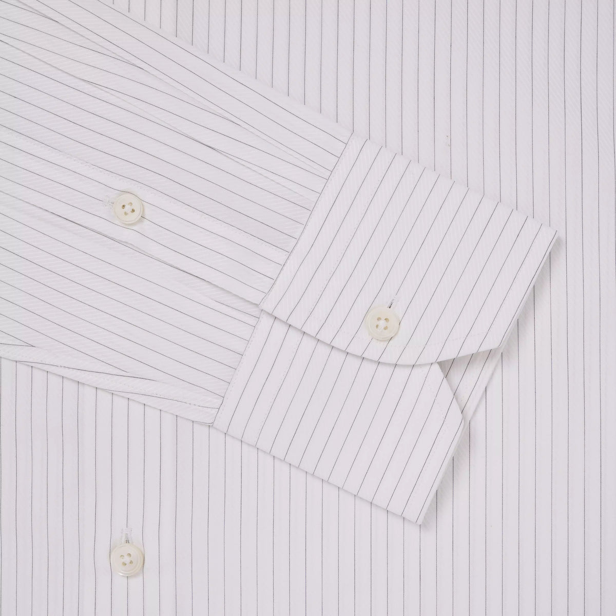 White & Black Tailored Fit Broken Twill Stripe Dress Shirt