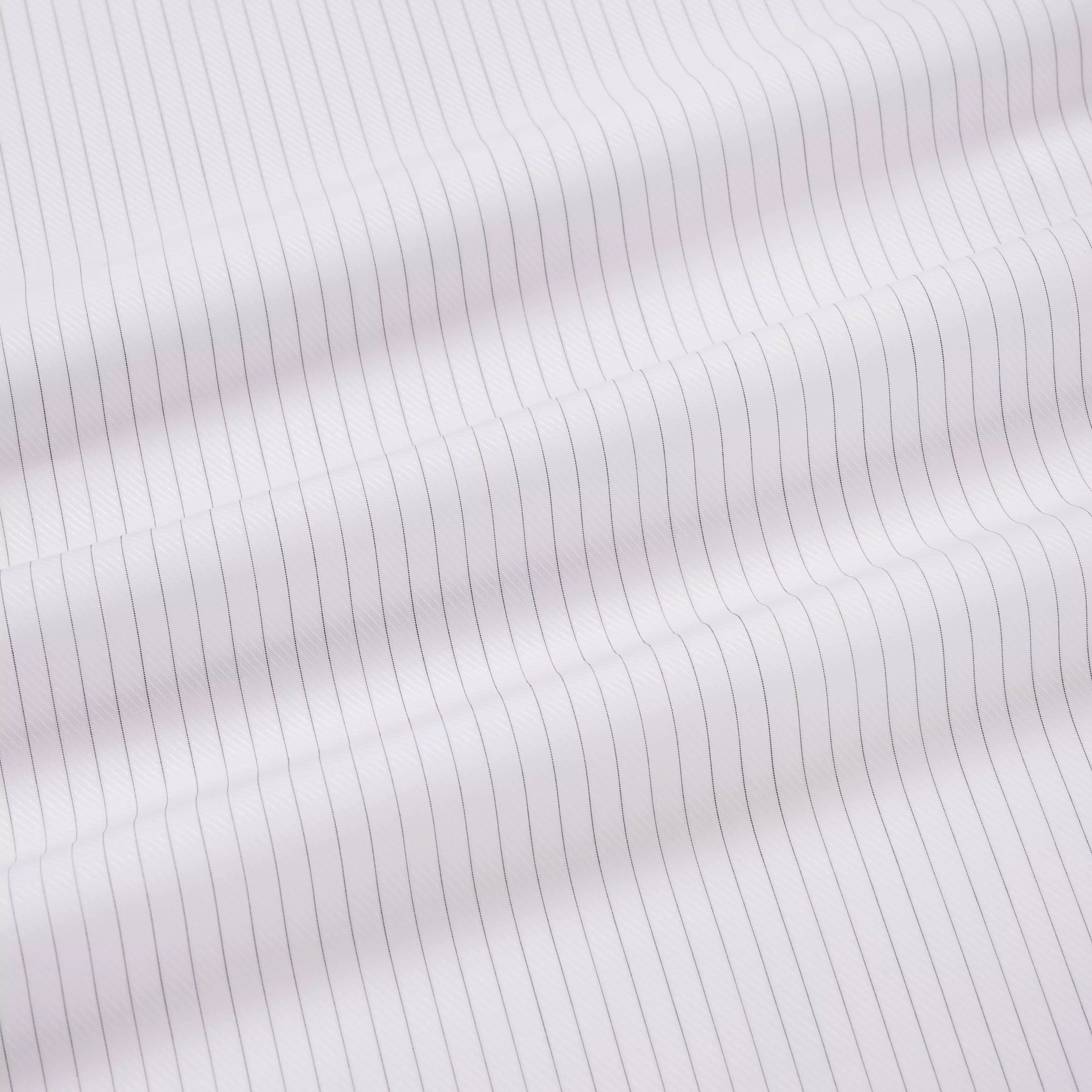 White & Black Tailored Fit Broken Twill Stripe Dress Shirt