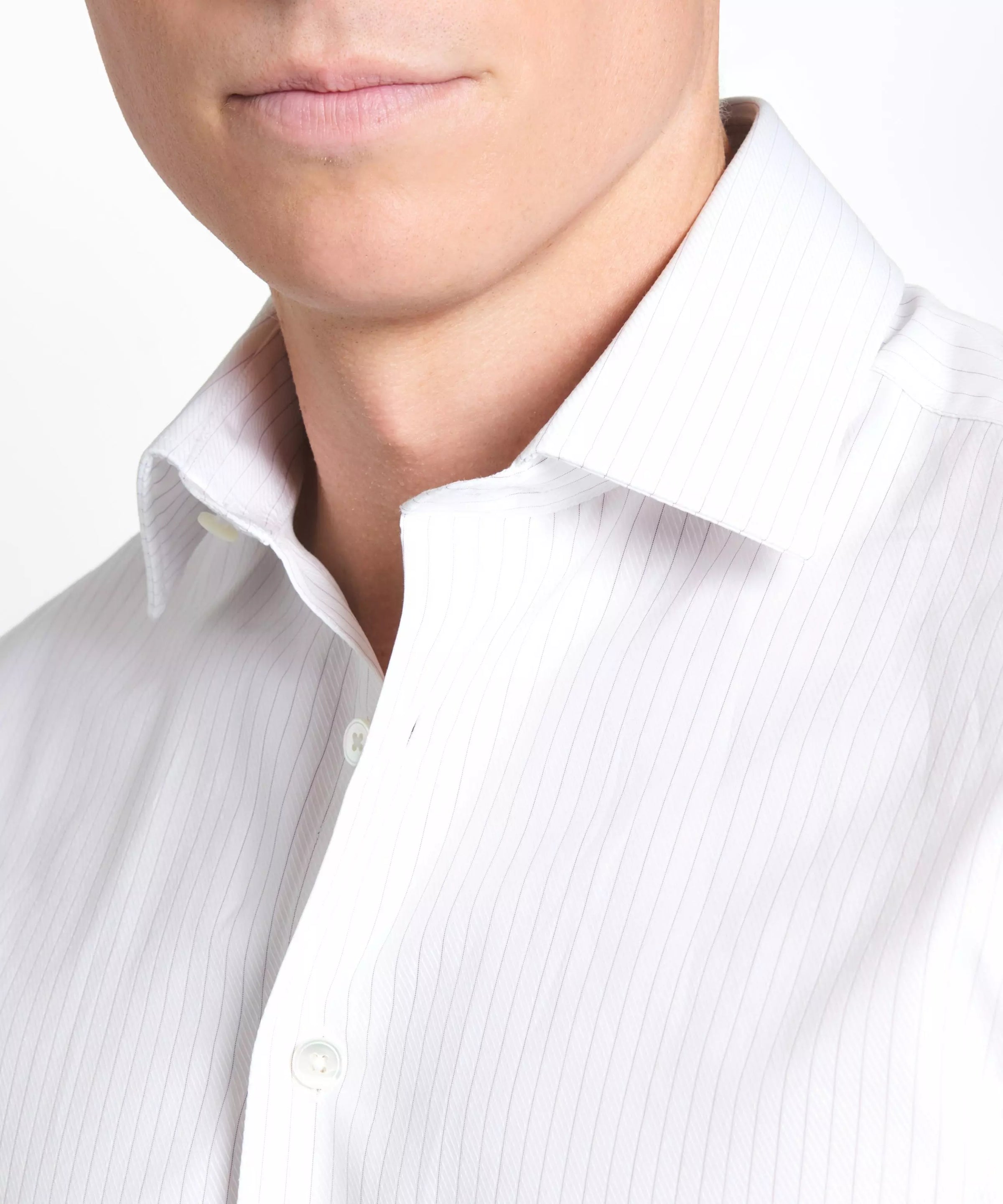 White & Purple Tailored Fit Broken Twill Stripe Formal Shirt