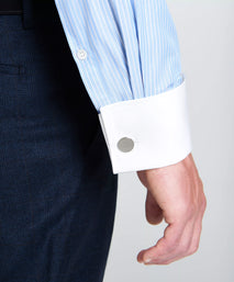 Pale Blue & White Tailored Fit French Cuff Dandy Stripe Dress Shirt