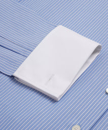 Pale Blue & White Tailored Fit French Cuff Dandy Stripe Dress Shirt