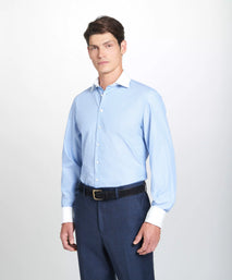 Pale Blue & White Tailored Fit French Cuff Dandy Stripe Dress Shirt