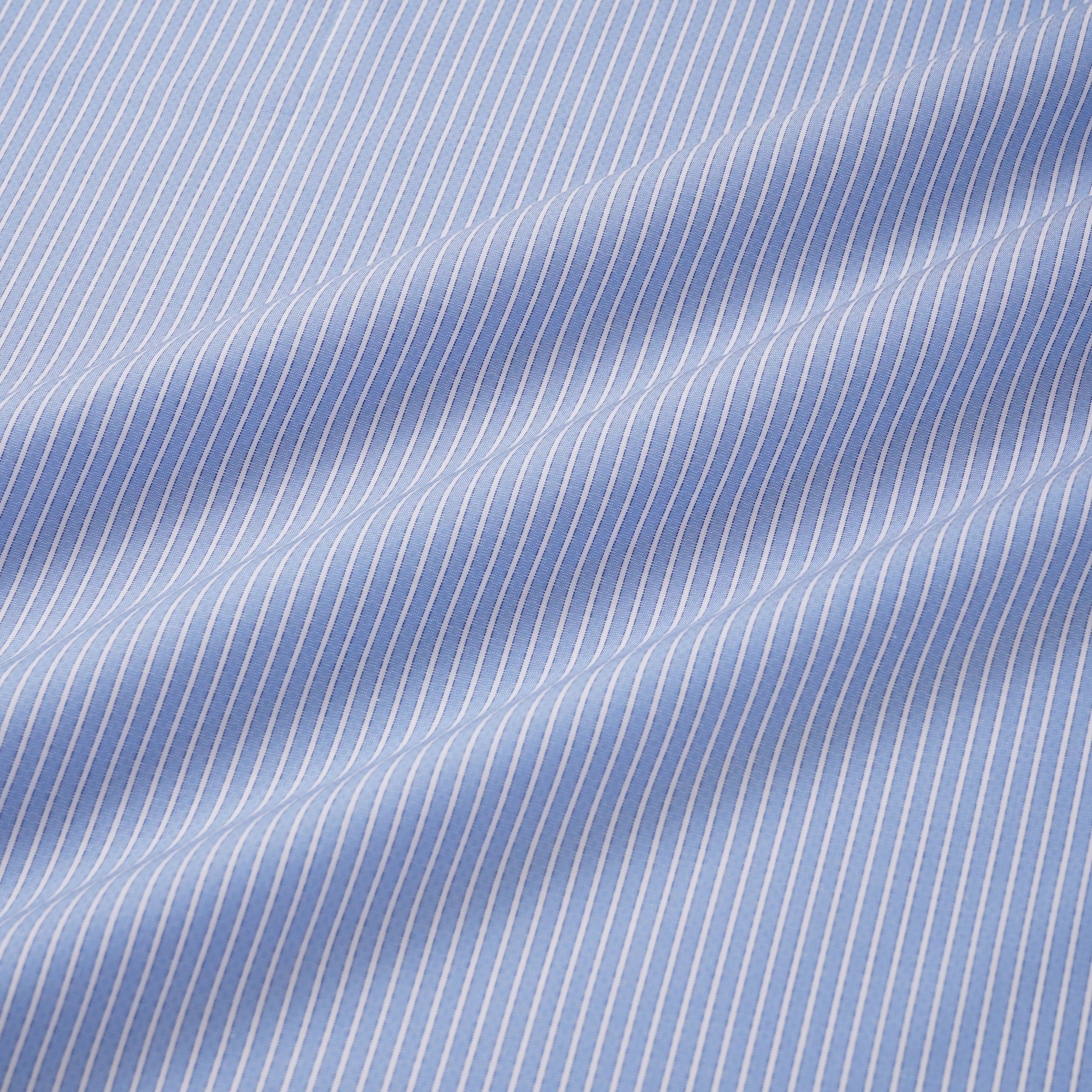 Pale Blue & White Tailored Fit French Cuff Dandy Stripe Dress Shirt