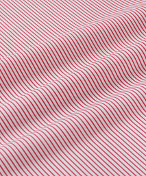 Red & White Tailored Fit French Cuff Poplin Stripe Dress Shirt
