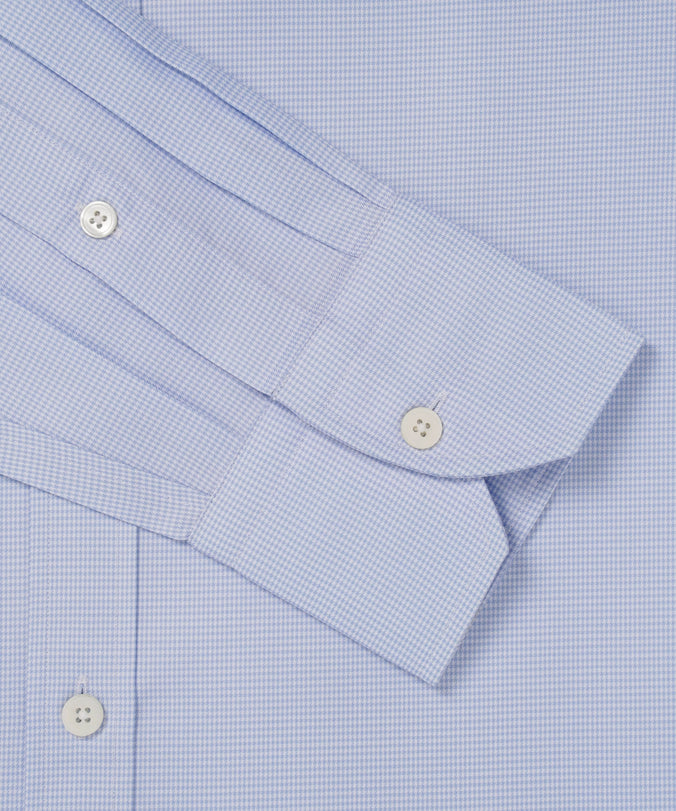 Blue & White Classic Fit Micro Puppytooth Dress Shirt