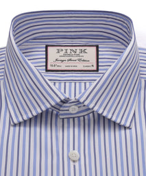 White & Blue Classic Fit Regent Track Stripe Dress Shirt