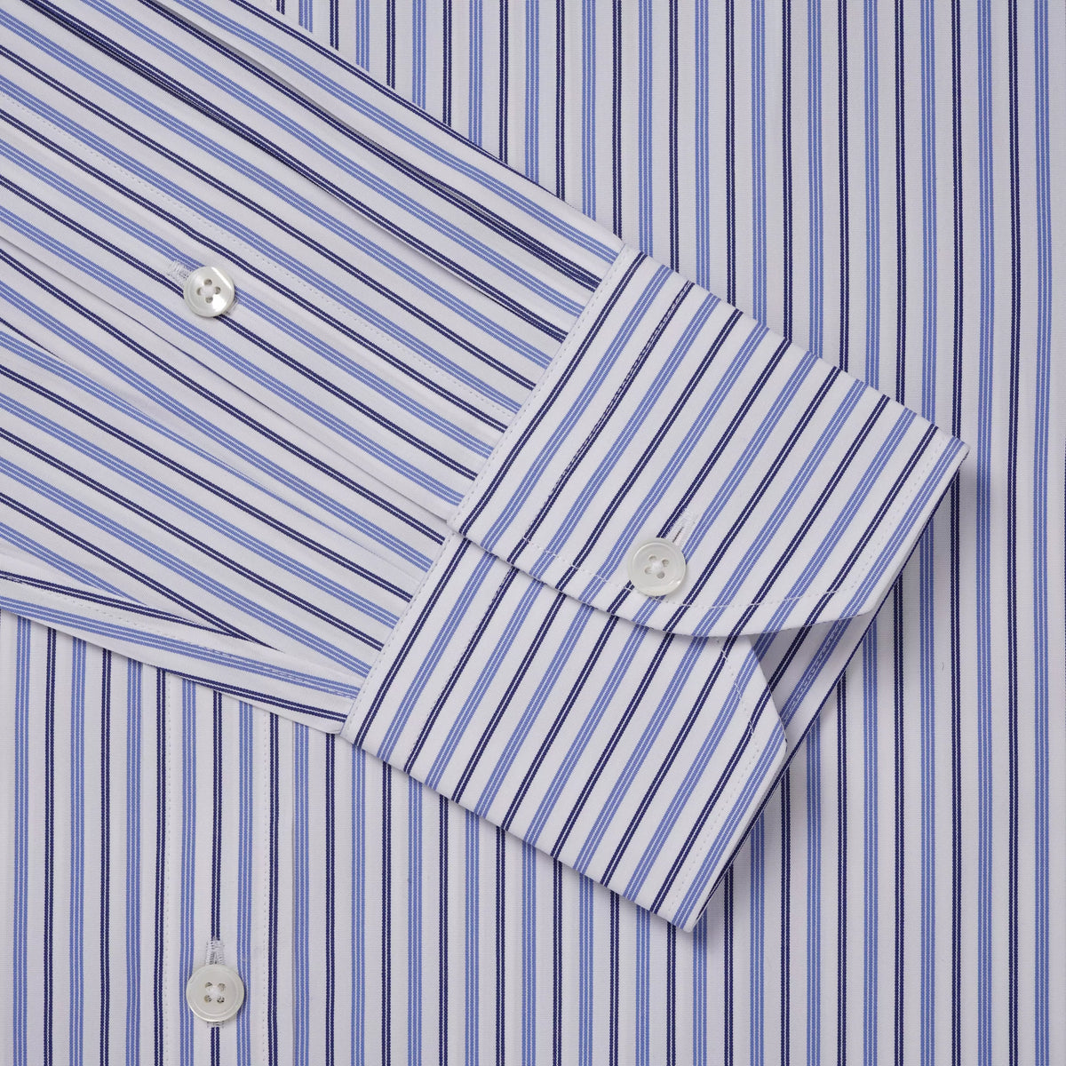 White & Blue Classic Fit Regent Track Stripe Dress Shirt