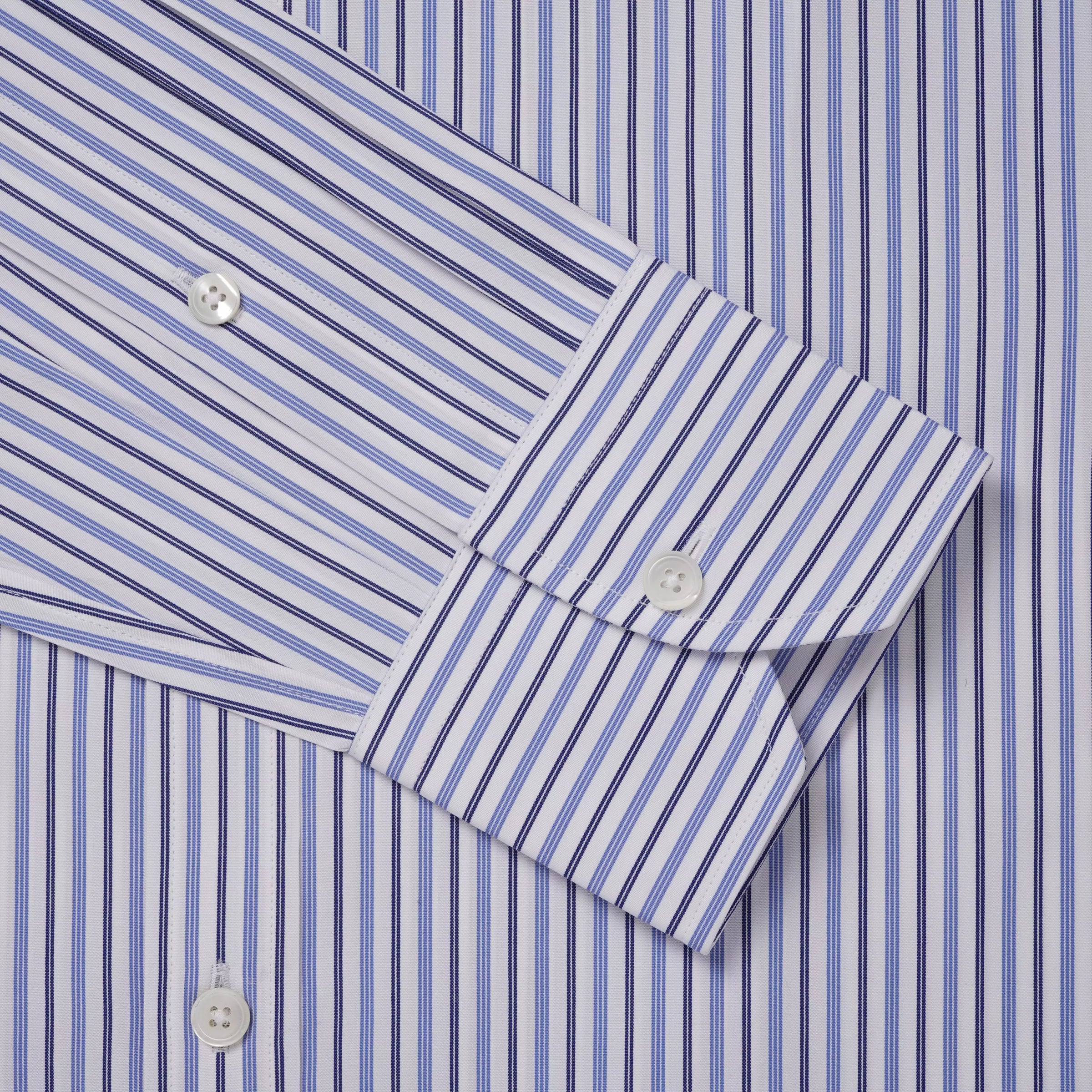 White & Blue Classic Fit Regent Track Stripe Dress Shirt