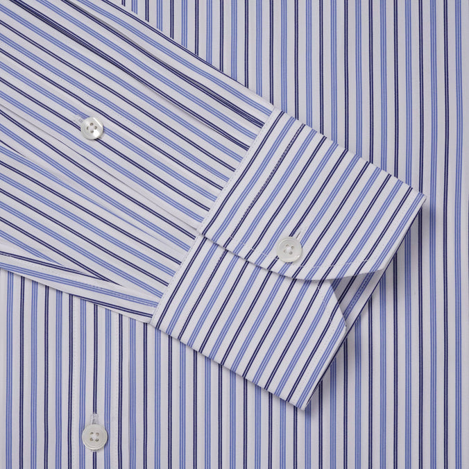 White & Blue Classic Fit Regent Track Stripe Dress Shirt