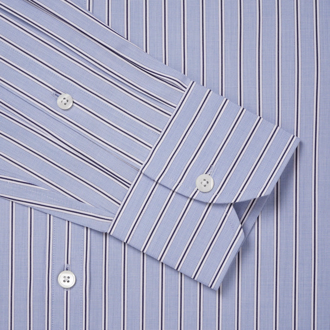 Blue & Navy Classic Fit Regent End on End Stripe Dress Shirt