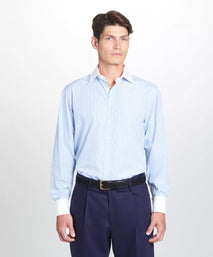 Pale Blue & Blue Classic Fit French Cuff Bloomsbury Stripe Dress Shirt