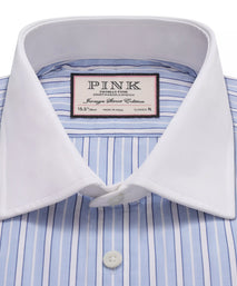Pale Blue & Blue Classic Fit French Cuff Bloomsbury Stripe Dress Shirt