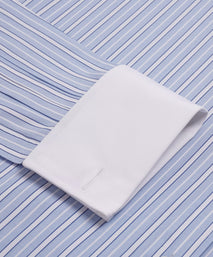 Pale Blue & Blue Classic Fit French Cuff Bloomsbury Stripe Dress Shirt
