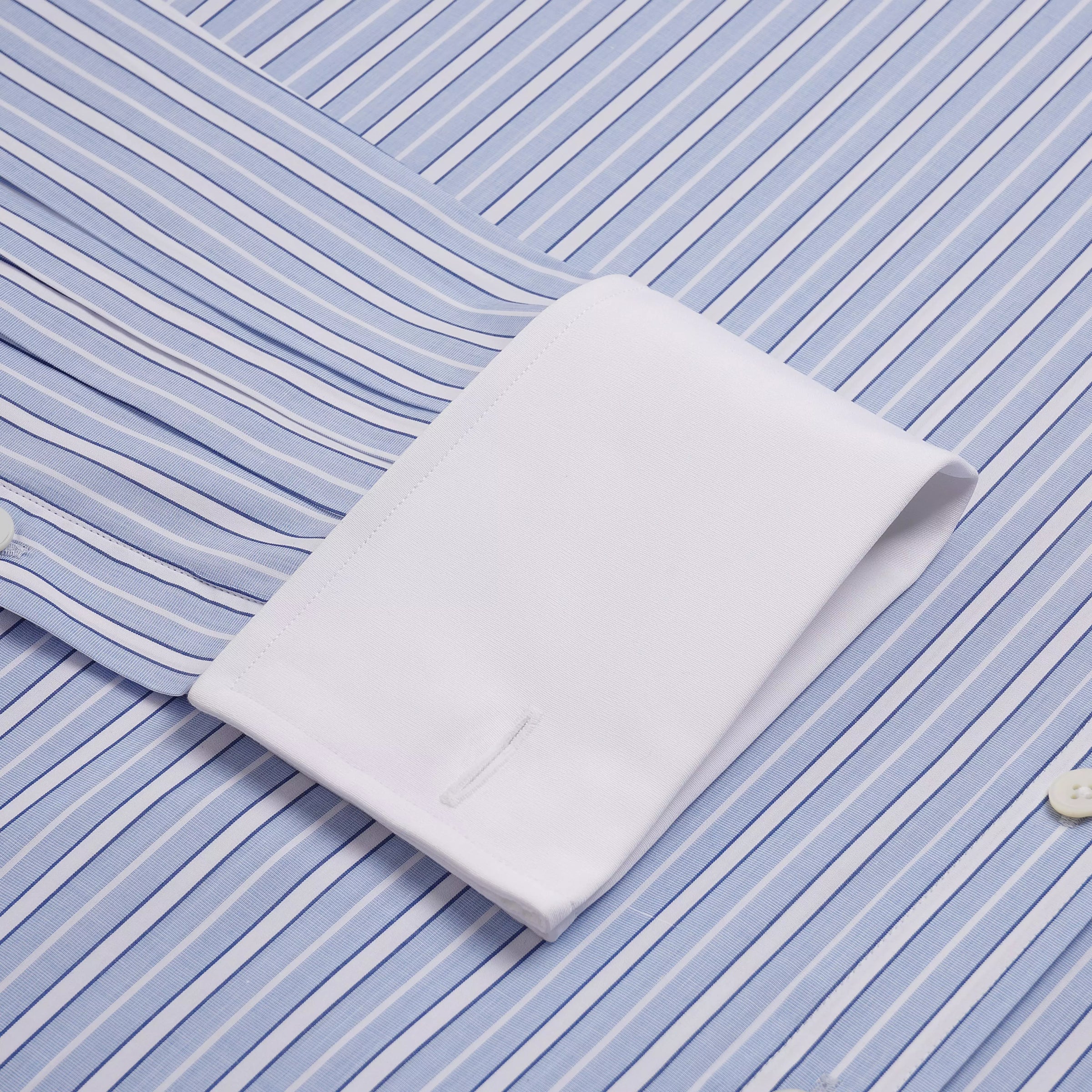 Pale Blue & Blue Classic Fit French Cuff Bloomsbury Stripe Dress Shirt