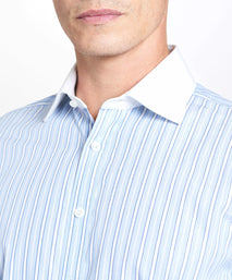 Pale Blue & Blue Classic Fit French Cuff Bloomsbury Stripe Dress Shirt