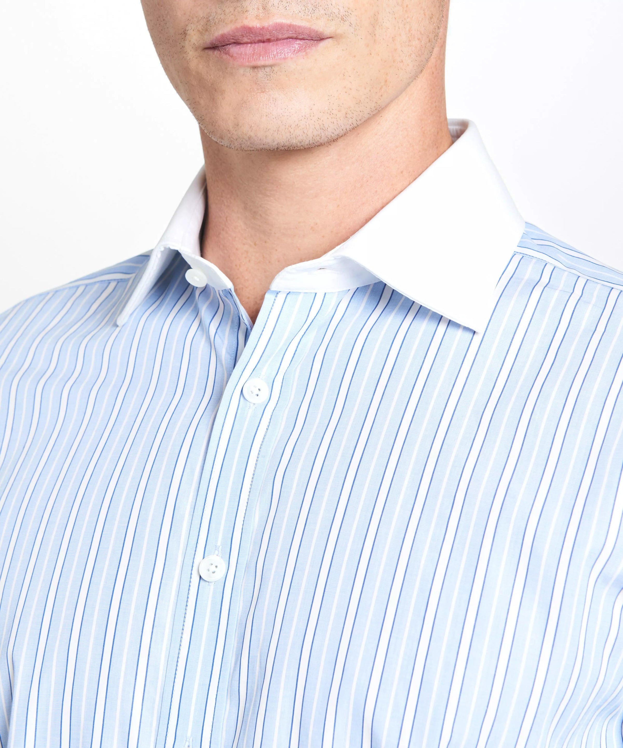 Pale Blue & Blue Classic Fit French Cuff Bloomsbury Stripe Dress Shirt
